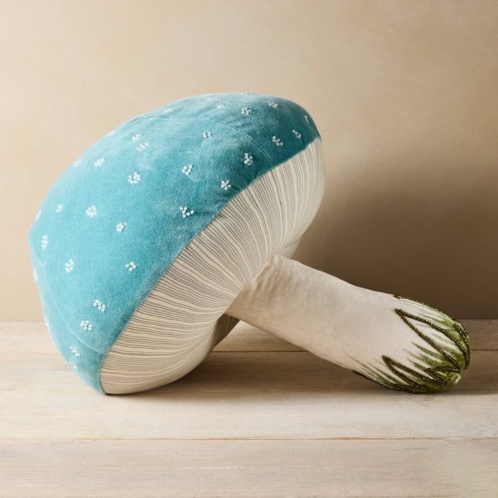 NWT!!‎ JOHN DERIAN for Target Mushroom Shaped Pillow Beaded Accent Pillow Velvet